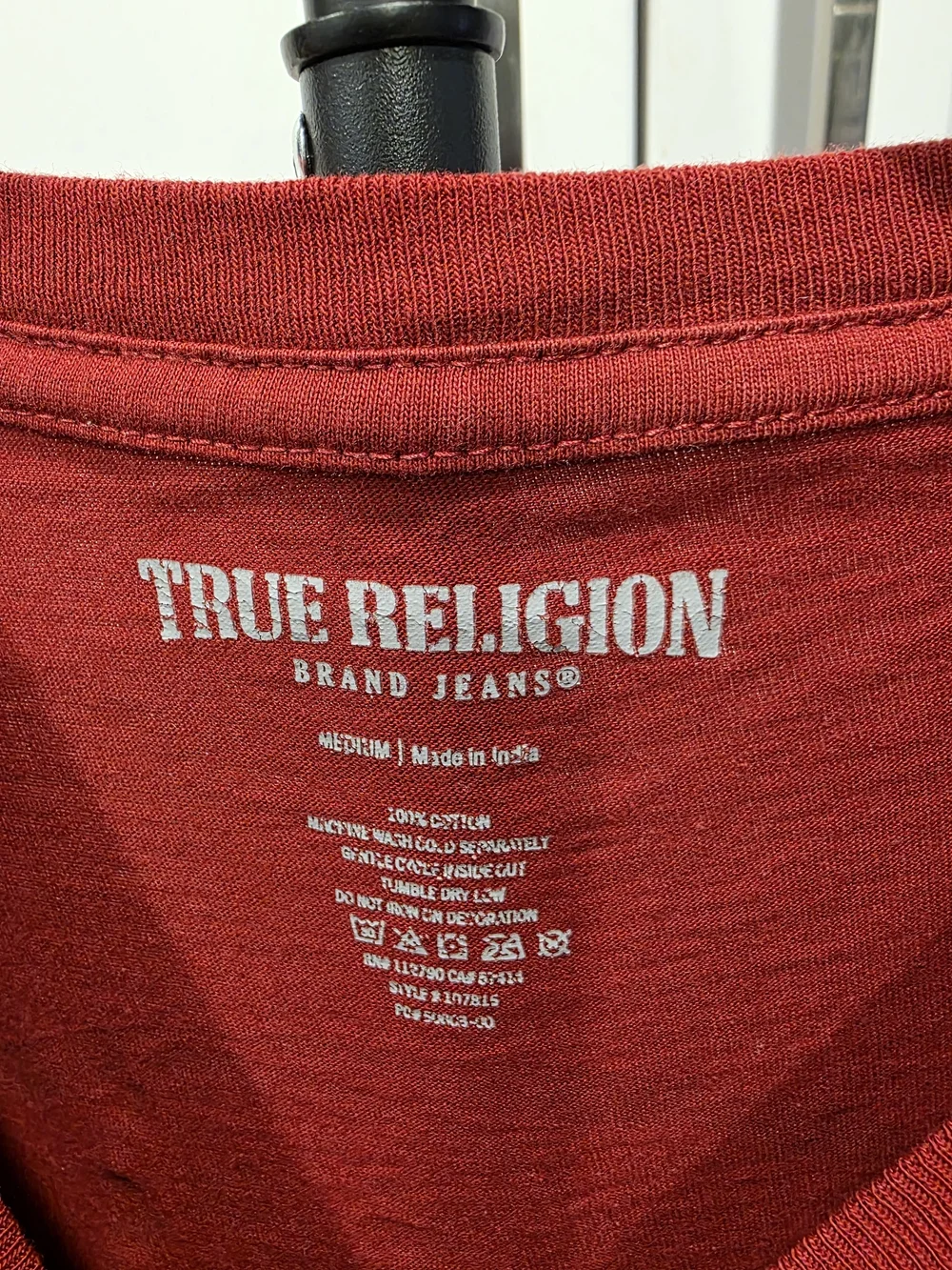 True Religion Men's Red Graphic Logo Crew Neck T-Shirt